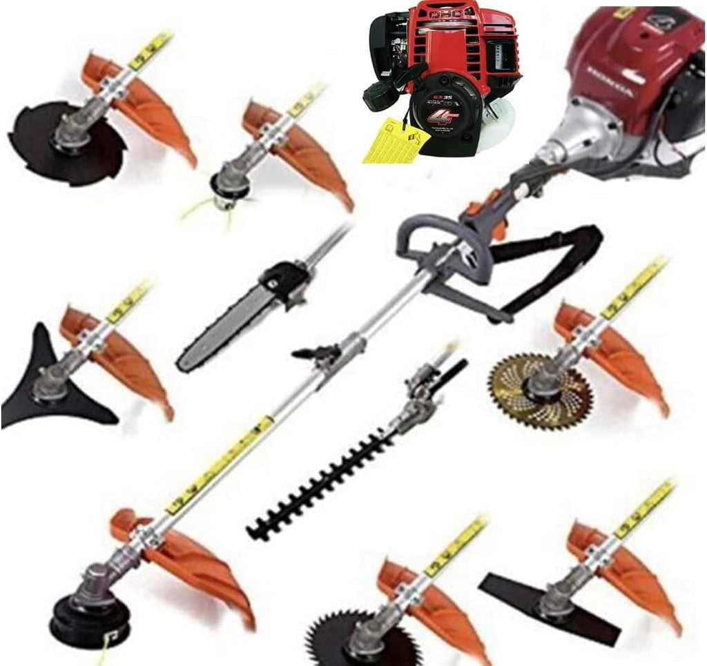 GX35 Weedeater Multi 10 in 1 Lawn Mower Hedge Trimmer Chainsaw 4 Strokes Weed Wacker 35.8cc Yard Tool