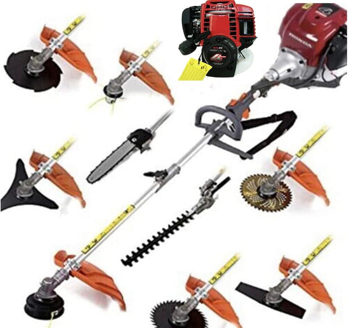 GX35 Weedeater Multi 10 in 1 Lawn Mower Hedge Trimmer Chainsaw 4 Strokes Weed Wacker 35.8cc Yard Tool