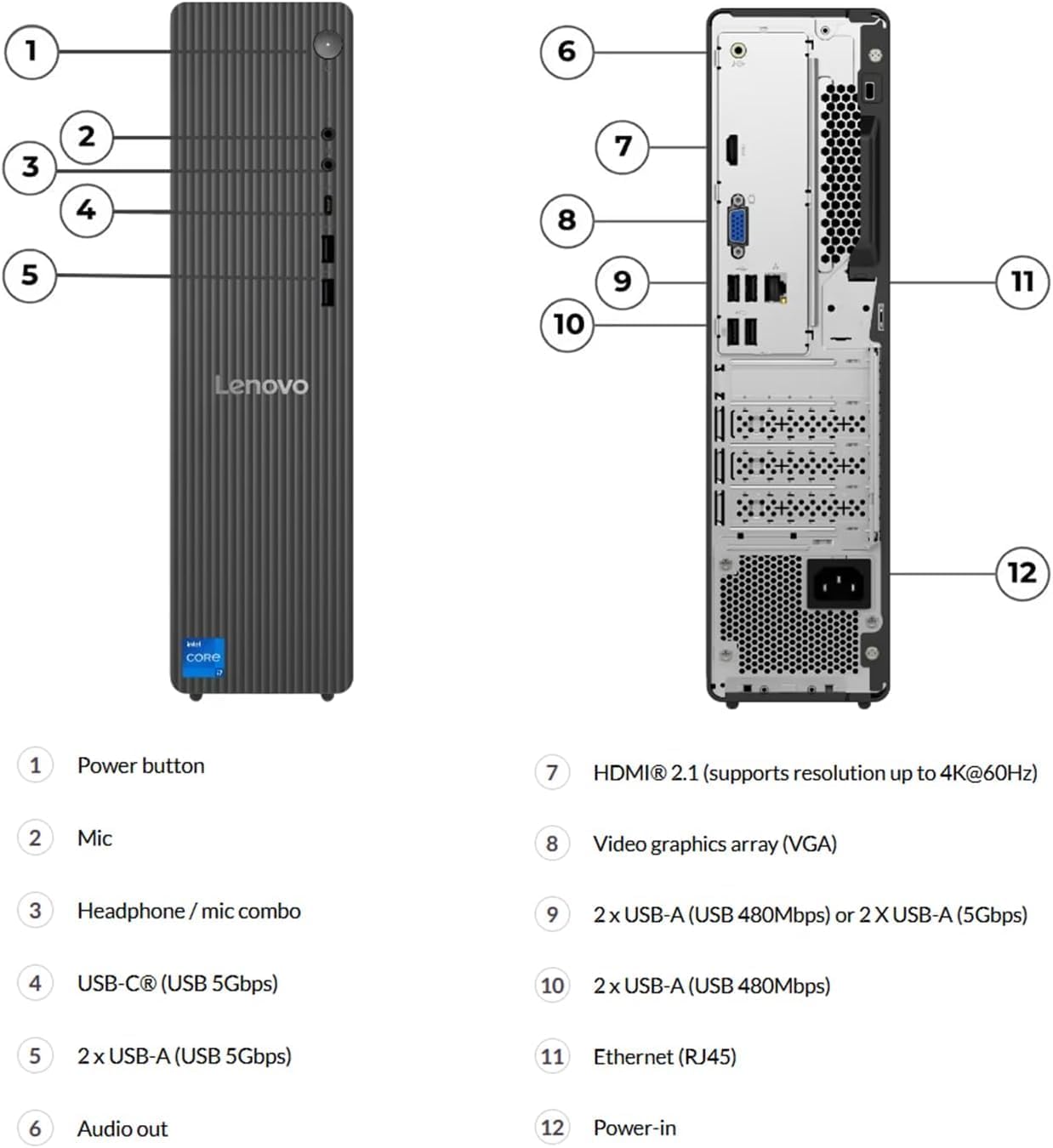 Lenovo IdeaCentre Liter Tower Desktop Computer • Intel Core i5-12500 Processor • 16GB DDR5 • 512GB SSD • Office 365 for The Web • HDMI + VGA, Wi-Fi 6 • Wired Keyboard & Mouse • Windows 11