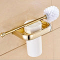 Gold Polished Brass Square Bathroom Hardware Towel Shelf Towel Bar Paper Holder Cloth Hook Bathroom AccessoryDouble Towel Bar,Single Towel Bar(Toilet Brush Holder)