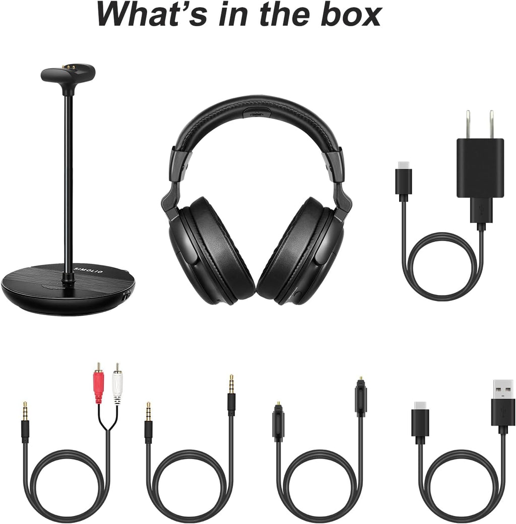 SIMOLIO Wireless TV Headphones for Seniors & Hard of Hearing, Voice Clear Bluetooth TV Headphones w/L/R Audio Balance, Ambient Sound Mode, Battery & Earpads Replaceable, Boosted Vol, Soundbar by-Pass