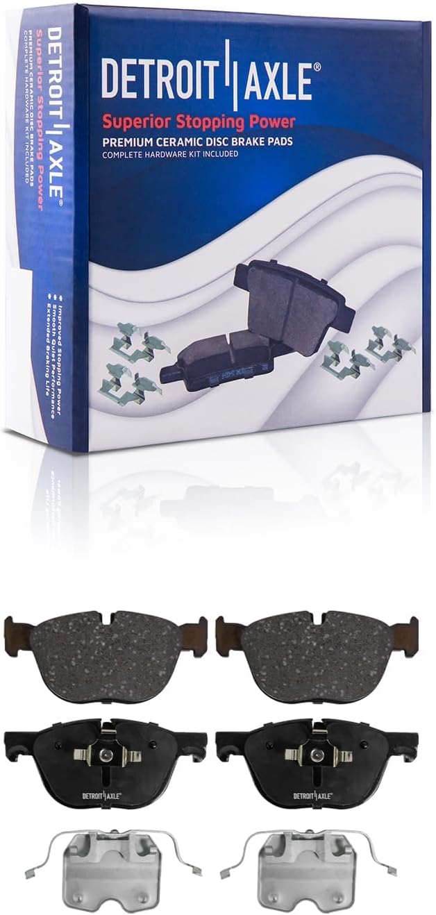 Detroit Axle - Front & Rear Disc Brake Rotors Ceramic Brake Pads Wheel Bearing and Hub Replacement for 2010-2013 2017-2018 BMW X5 2010 X6-12pc Set