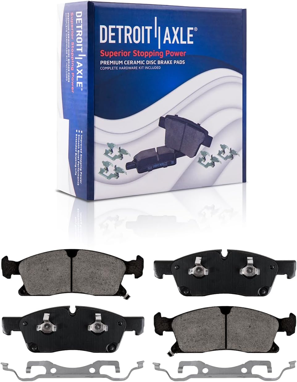 Detroit Axle - Front Brake Kit for 2011-2020 Jeep Grand Cherokee Dodge Durango, Drilled & Slotted Disc Brake Rotors Ceramic Brakes Pads w/Hardware Replacement: 13.78' inch Rotor
