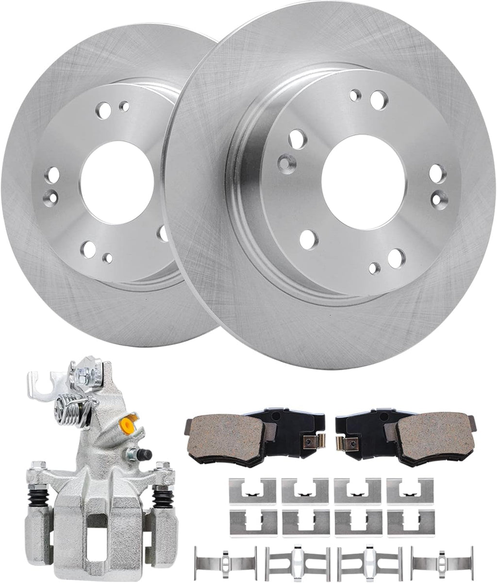 Detroit Axle - Rear Brake Kit for 03-07 Honda Accord, 04-08 Acura TSX, 10.24'' inch Disc Brake Rotors Ceramic Brake Pads Brake Caliper 2004 2005 2006 2007 Replacement
