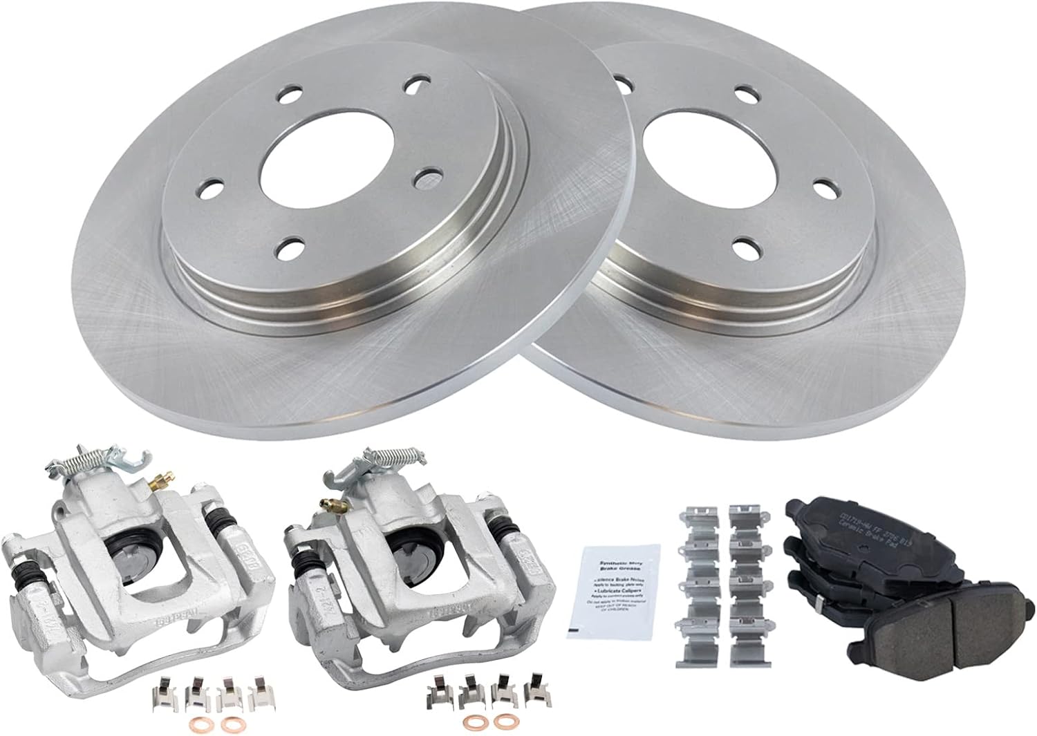 TRQ Rear Brake Pad and Rotor Set Caliper Ceramic Solid Compatible with 2012-2016 Chrysler Town & Country 2012-2016 Dodge Grand Caravan 2012-2015 Ram C/V 2013-2014 Volkswagen Routan