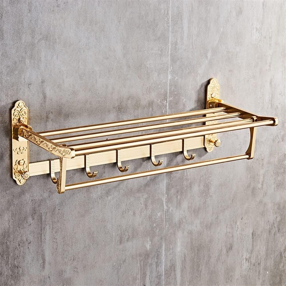 Towel Rack Wall Mounted，Bathroom Towel Holder Bathroom Towel Rack Wall Mounted Towel Holder, Fold White Gold Bath Towel Rack, Active Bathroom Holder, Antique Double Towel Shelf Towel Rack (Color : C)