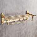 Towel Rack Wall Mounted，Bathroom Towel Holder Bathroom Towel Rack Wall Mounted Towel Holder, Fold White Gold Bath Towel Rack, Active Bathroom Holder, Antique Double Towel Shelf Towel Rack (Color : C)