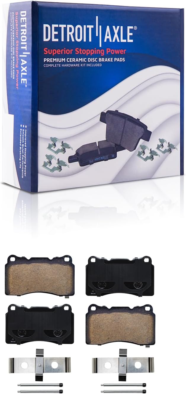 Detroit Axle - Front Brake Kit for 2010 Chevrolet Camaro [SS] 2009 Pontiac G8 [GXP] Drilled & Slotted Disc Brake Rotors Ceramic Brakes Pads Replacement [13.97' inch Rotors]