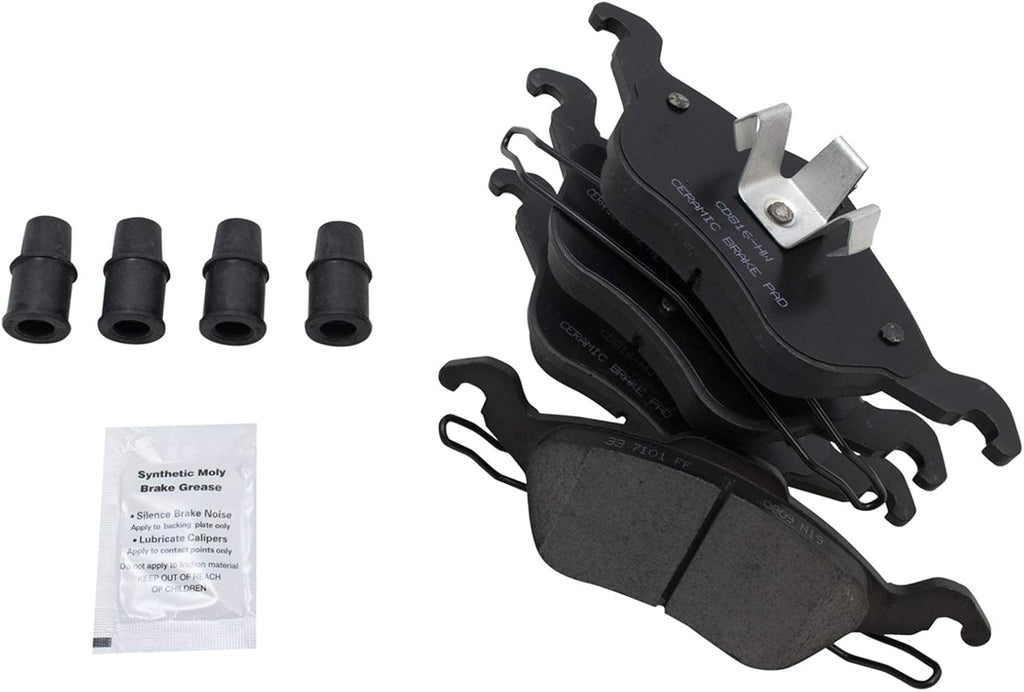 TRQ Performance Front and Rear Brake Pad & Rotor, Shoe & Drum Kit Compatible with 2000-2004 Ford Focus