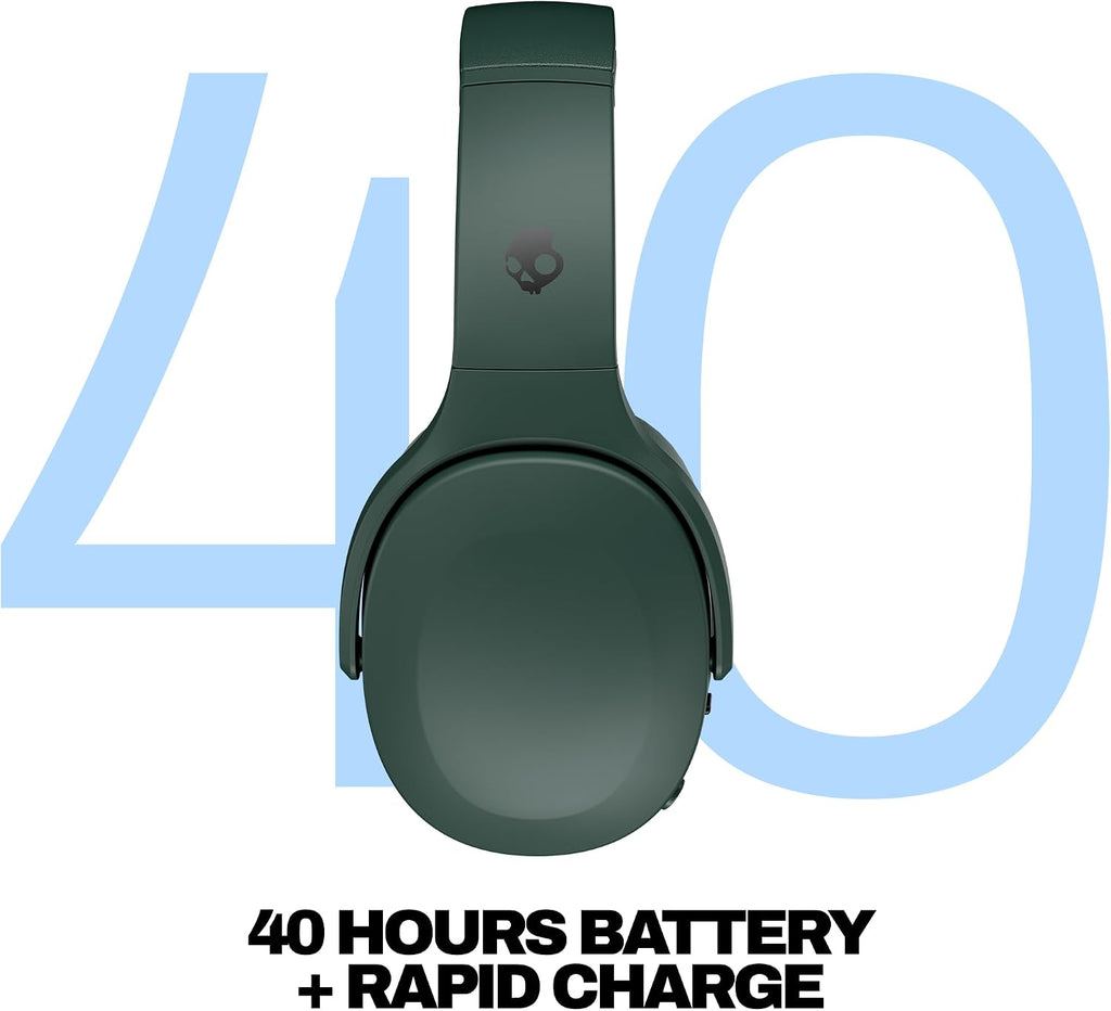 Skullcandy Crusher 540 Active Wireless Bluetooth Headphones with Multi-Sensory Bass, Noise Isolating Over-Ear Fit, Sweat and Water Resistant, 40 Hours Battery, Microphone for iPhone Android - Forest