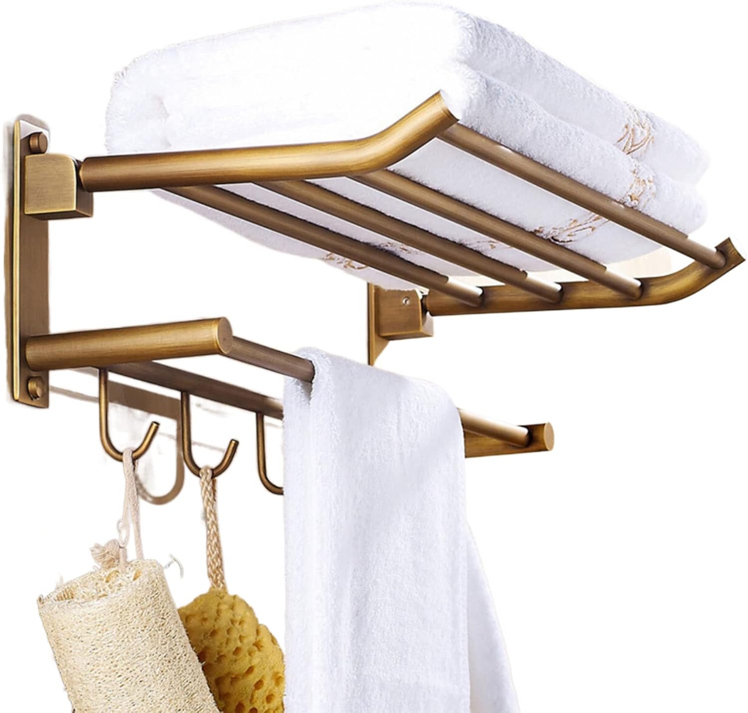 Bathroom Hardware Set,Towel Rack Set for Bathroom European Antique Brass Bath Towel Bar Toilet Wall Hanging Bathroom Pendant Towel Rack Stand,Towel Rack with Hook