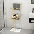 Floor Standing Towel Rack Modern Bathroom Towel Rack Floor Simple Marble Hotel High-end(Gold)
