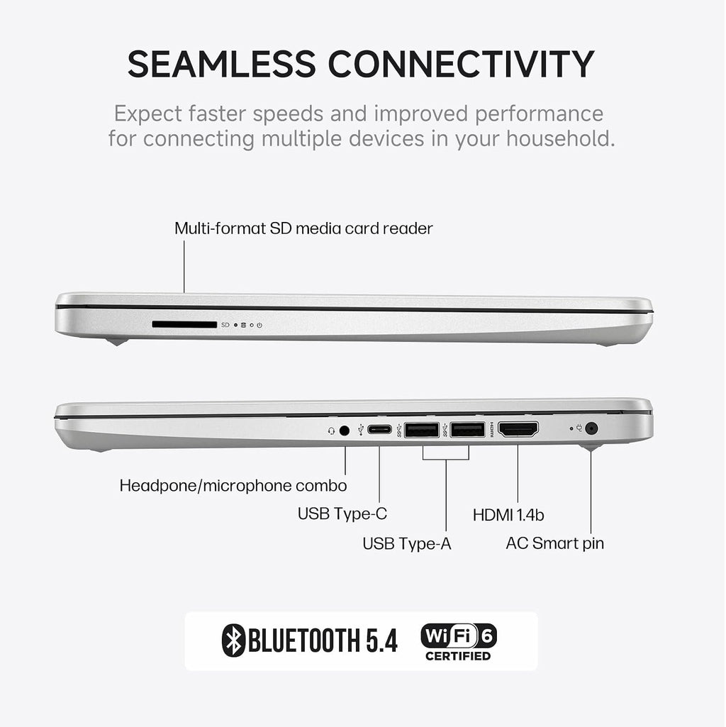 HP 2026 14' Laptop Computer Student Business, Copilot AI, Intel N150, 16GB RAM, 512 GB Storage(128GB UFS+256GB MSD+128GB UFD), 1-Year Office 365, WiFi 6, Ultra Light, Portable, Windows 11 Pro, Silver