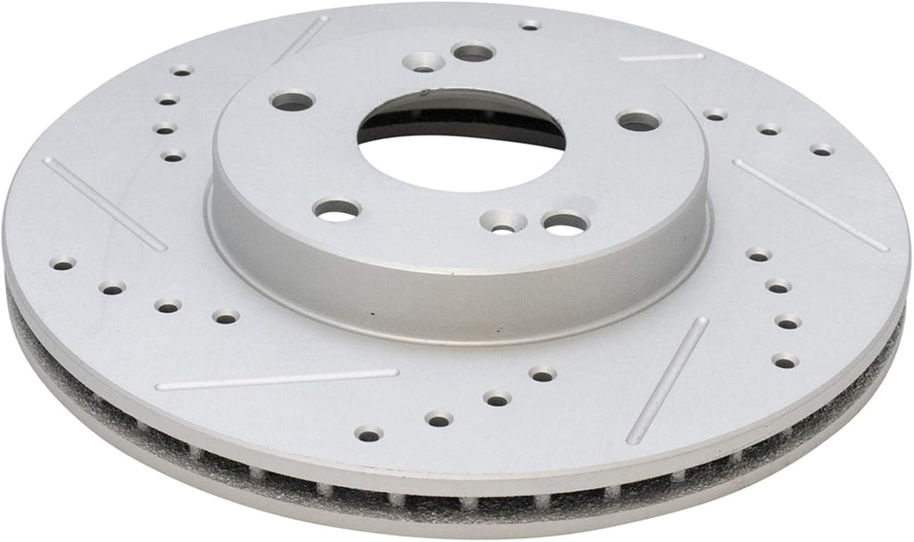 TRQ Performance Front Brake Pad and Rotor Set Ceramic Vented Coated Slotted Drilled Rotors Calipers Compatible with 2004 Honda Accord