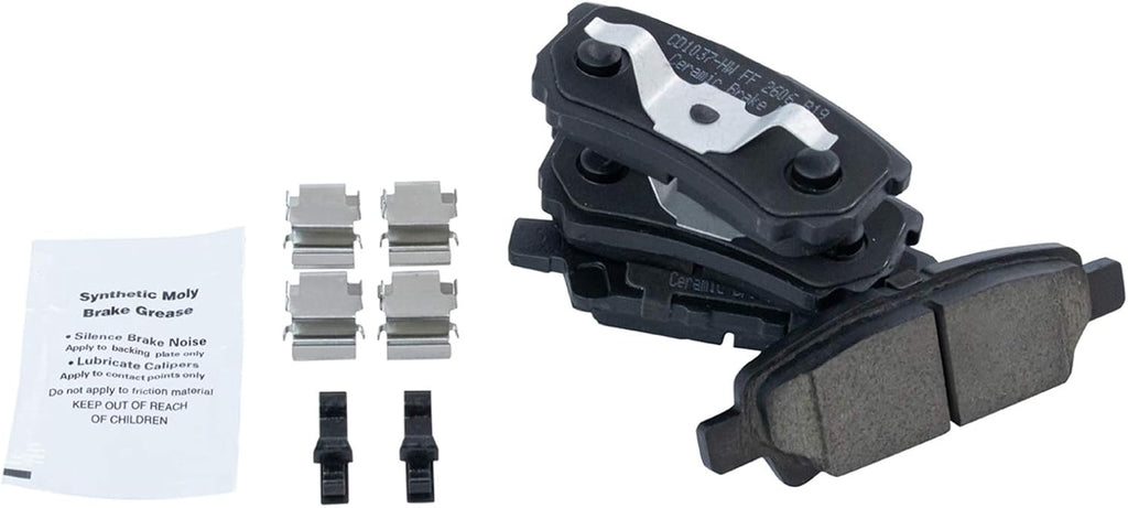 TRQ Rear Ceramic Brake Pad and Rotor Set Includes Calipers Compatible with 08-16 Jeep Compass with Rear Disc Brakes with 262 mm Diameter Rotors