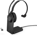 Jabra Evolve2 55 Mono Wireless Headset with Charging Stand AirComfort Technology, Noise-Cancelling Mics & Active Noise Cancellation - Works with UC Platforms Such as Zoom & Google Meet - Black
