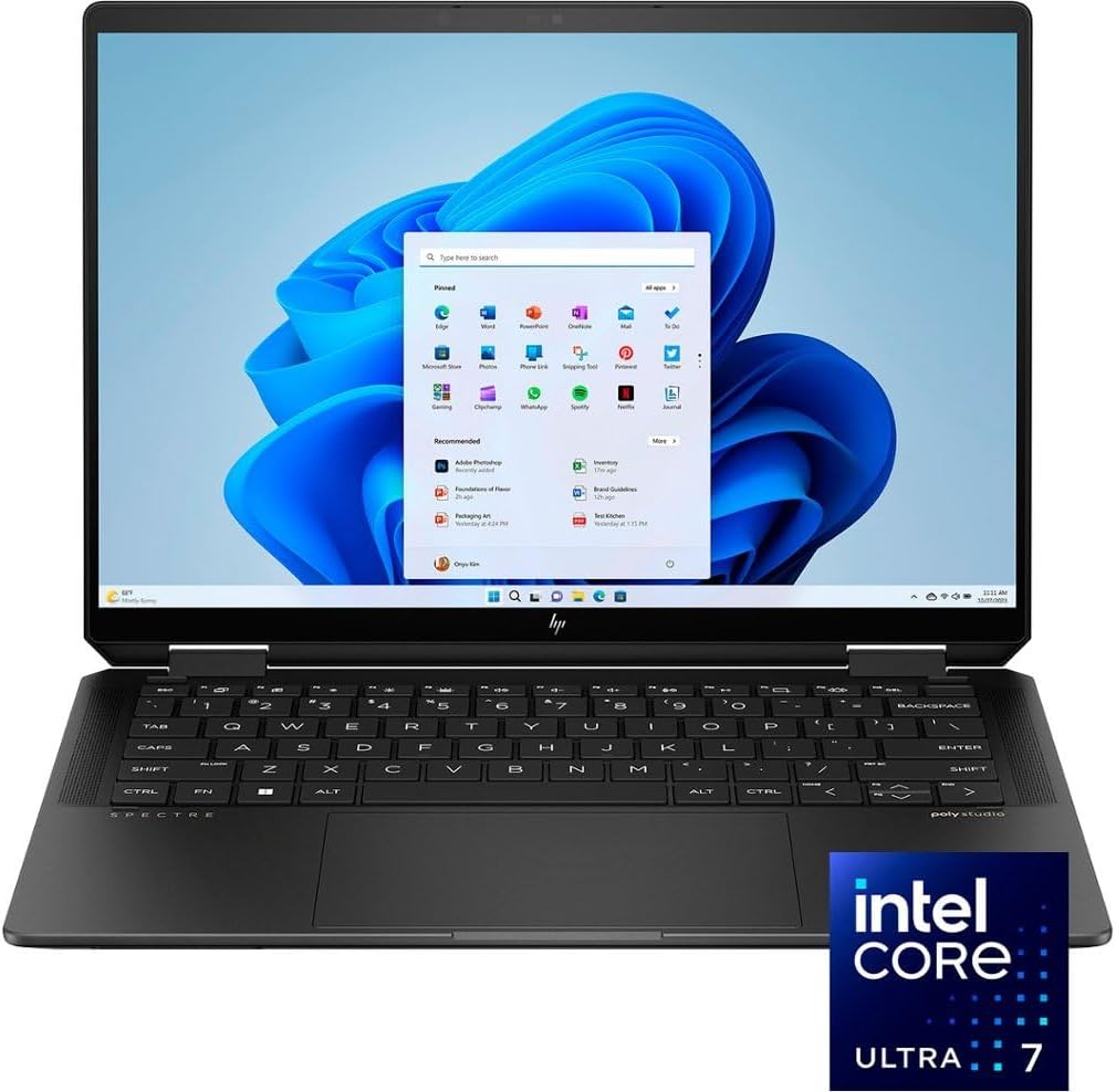 HP 2024 Spectre x360 2-in-1 Laptop 14' 2880x1800 120Hz Touch 16-Core Intel Evo Core Ultra 7 155H Arc Graphics 32GB LPDDR5 2TB SSD Thunderbolt 4 WiFi BT Webcam Backlit KB Fingerprint Windows 10 Home