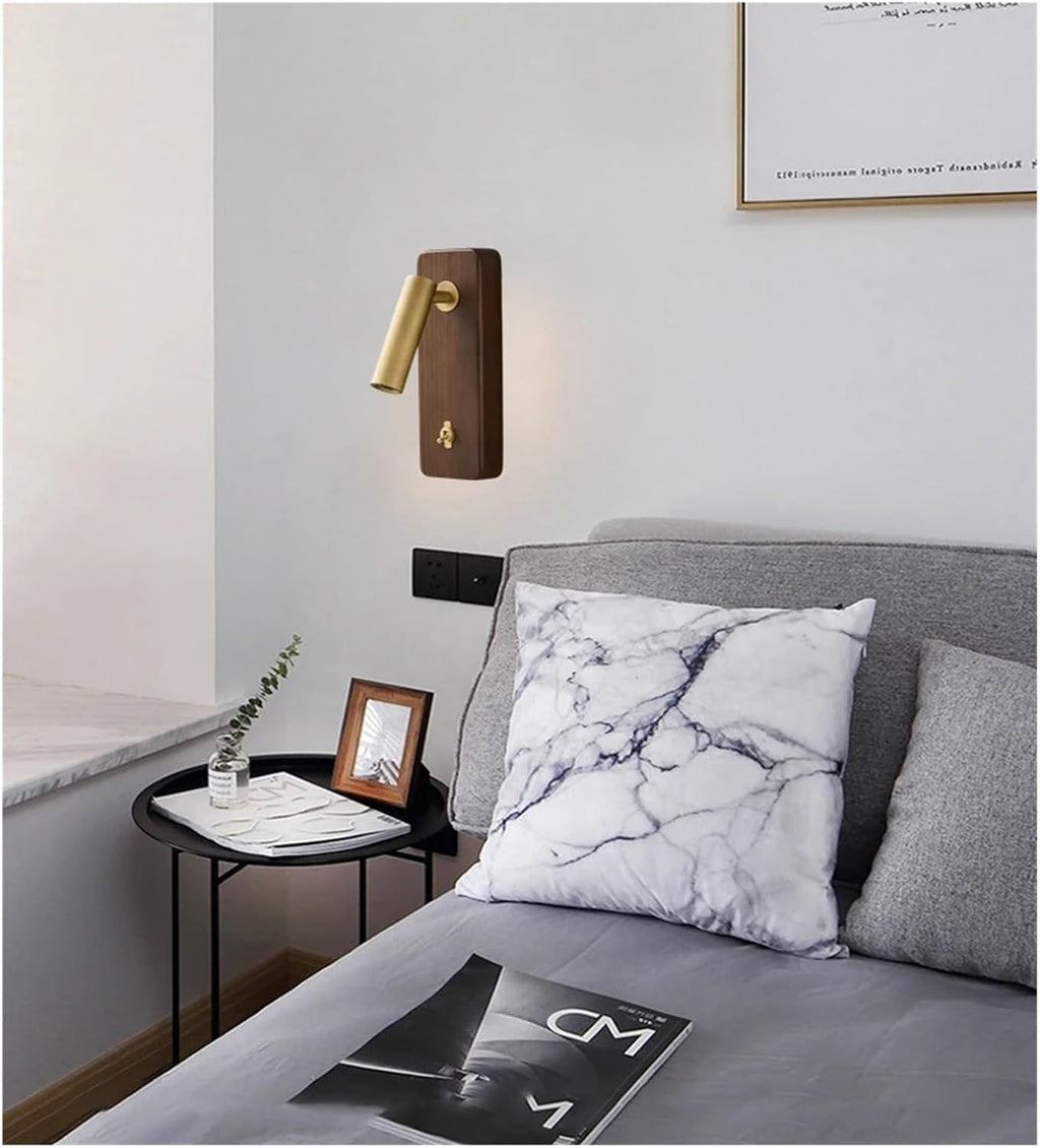 with Switch Wall Lamp Gold Silver Brass Wooden Lighting Fixtures for Bedroom Reading Hotel Office E27 Bulb,Decor