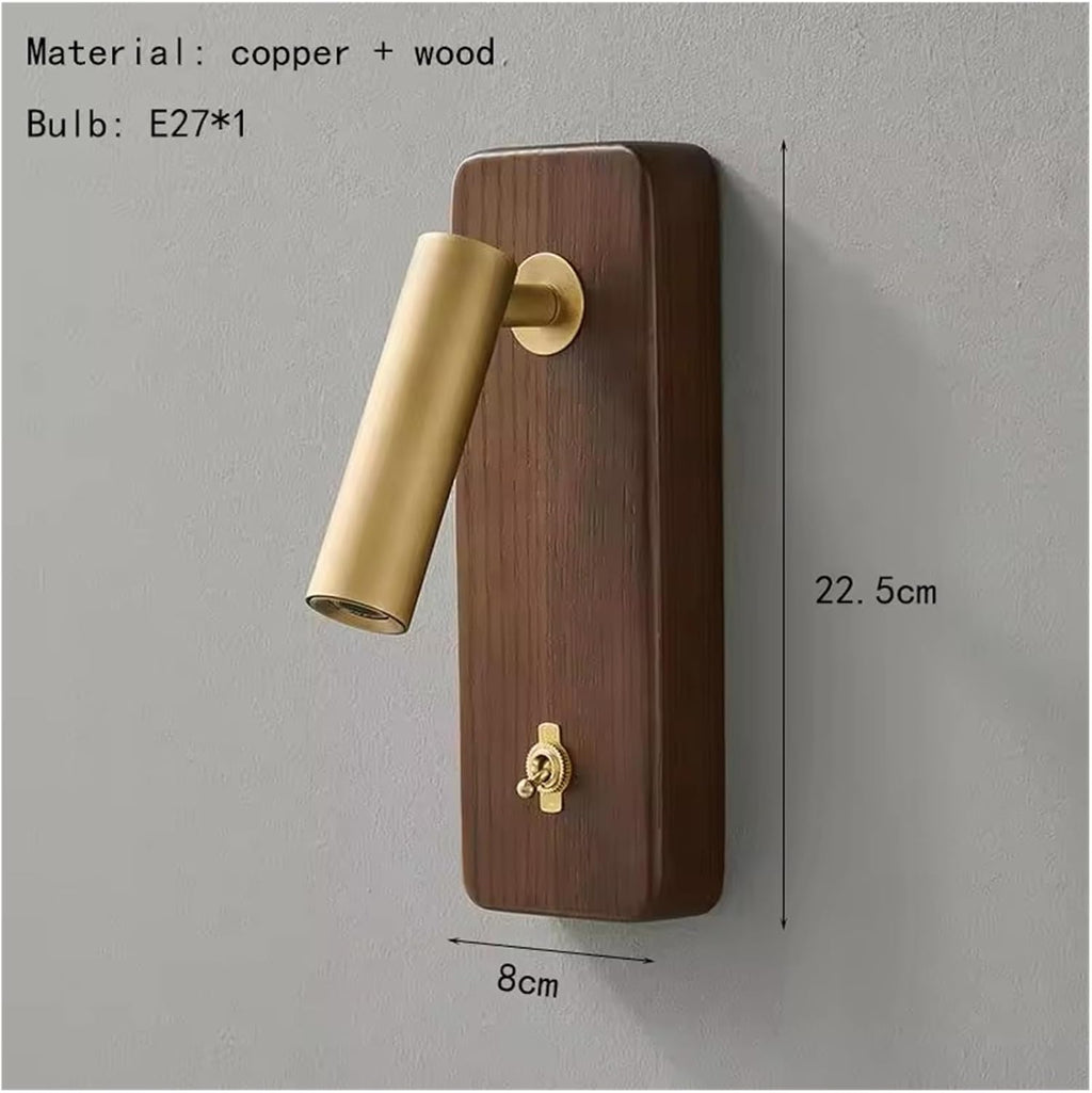 with Switch Wall Lamp Gold Silver Brass Wooden Lighting Fixtures for Bedroom Reading Hotel Office E27 Bulb,Decor