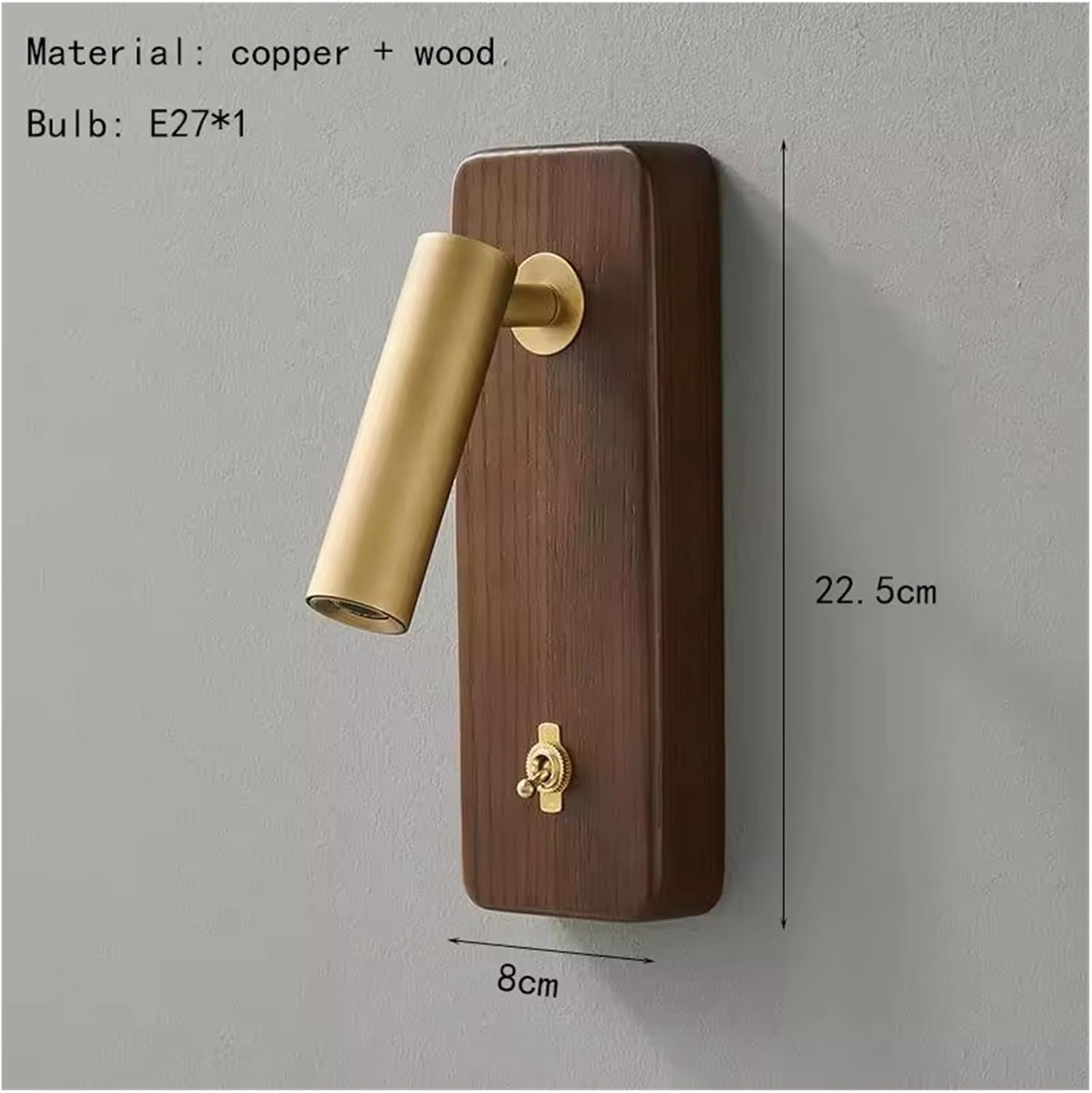 with Switch Wall Lamp Gold Silver Brass Wooden Lighting Fixtures for Bedroom Reading Hotel Office E27 Bulb,Decor