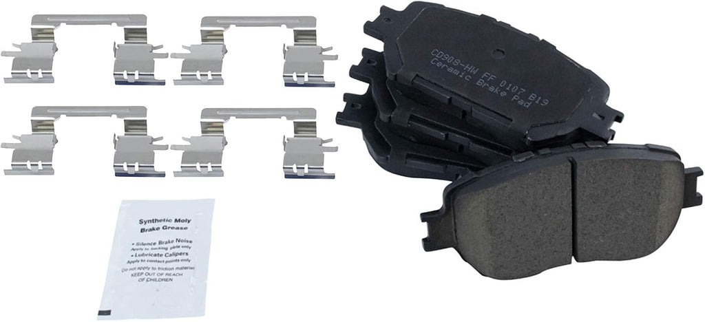 TRQ Front Brake Pad and Rotor Set Ceramic Calipers Hoses Compatible with 2006 Toyota Camry LE V6 3.0L Japan Built