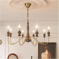 Retro Style E14 Bulb Chandelier Gold Silver Black Metal Dark Wood for Parlor Restaurant Bedroom Lighting,Dining Light Fixtures