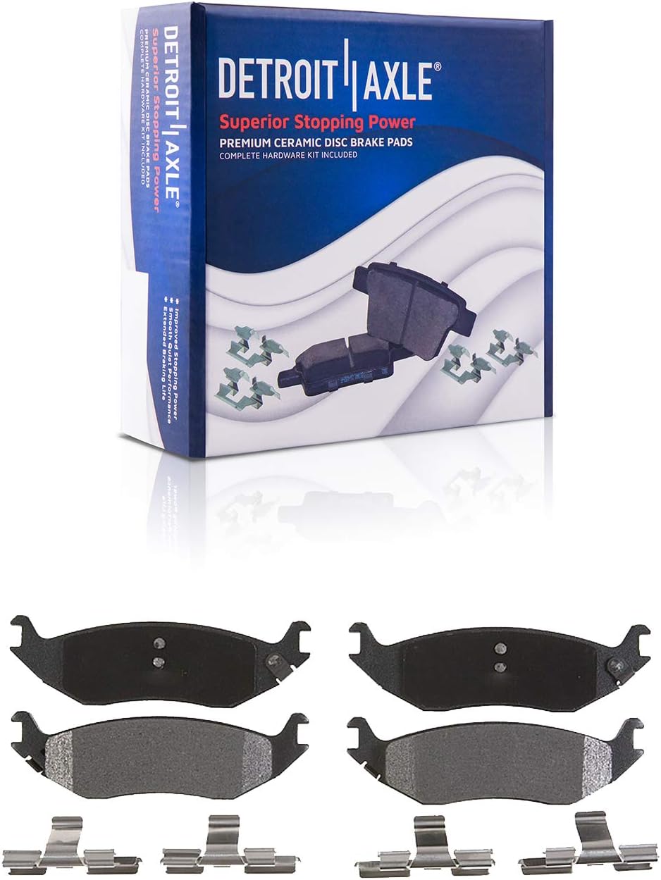 Detroit Axle - Rear Brake Kit for 2005-2018 Dodge Ram 1500 2004-2009 Durango 07-09 Chrysler Aspen Drilled Brake Rotors Brake Caliper Ceramic Brakes Pads Replacement [13.86 inch Rotors]