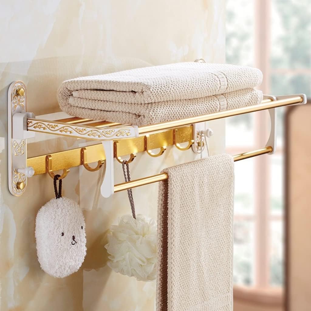 Towel Rack Platinum European Towel Rack Bar Rail, Space Aluminum Gold Towel Shelf, Tissue Paper Holder, Bathroom Accessories Set Bathroom Hardware/Folding Towel Rack The New