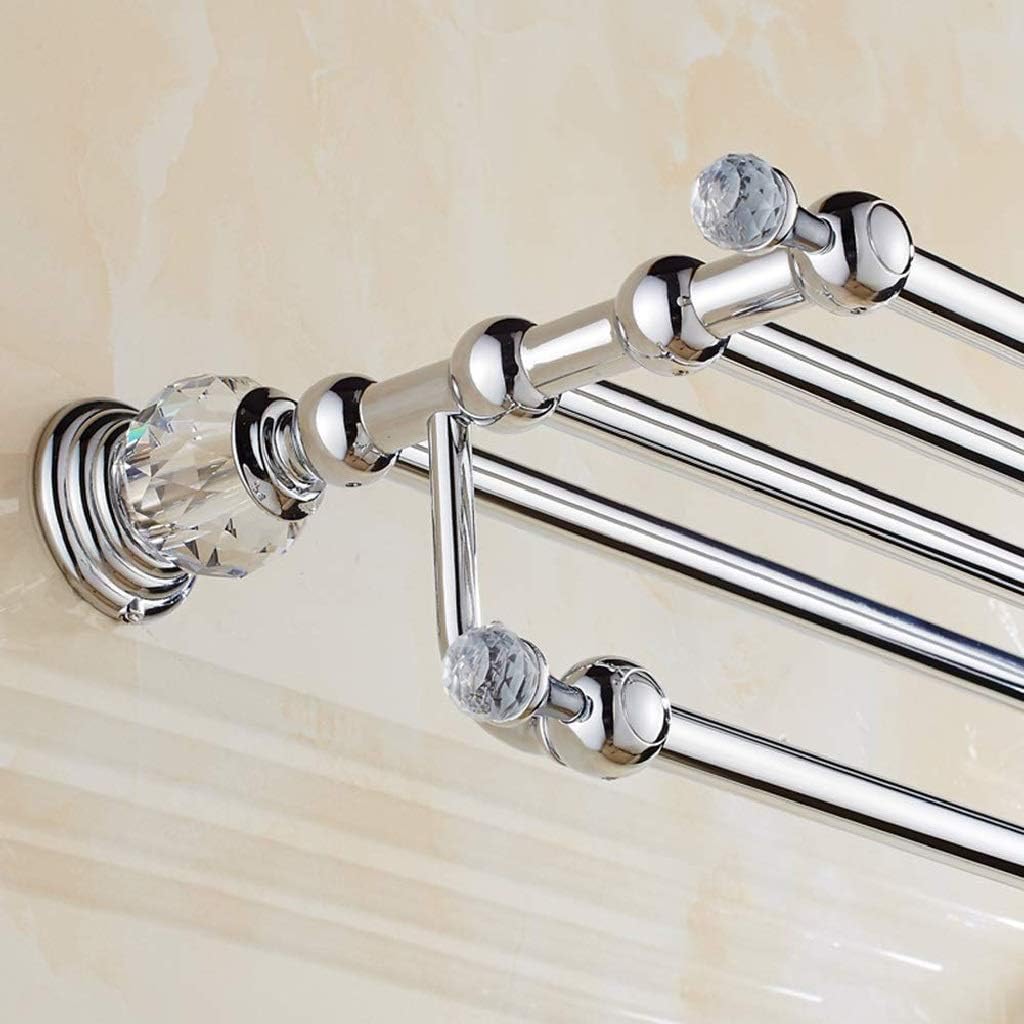Multifunctional Towel Rack,Bathroom Shelf with Double Bar,Duty Wall Mounted Multifunctional Hotel Style Rustproof Towel Holders Rack(Color:Gold)