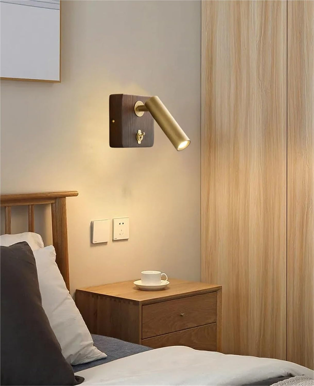 with Switch Wall Lamp Gold Silver Brass Wooden Lighting Fixtures for Bedroom Reading Hotel Office,Elegant