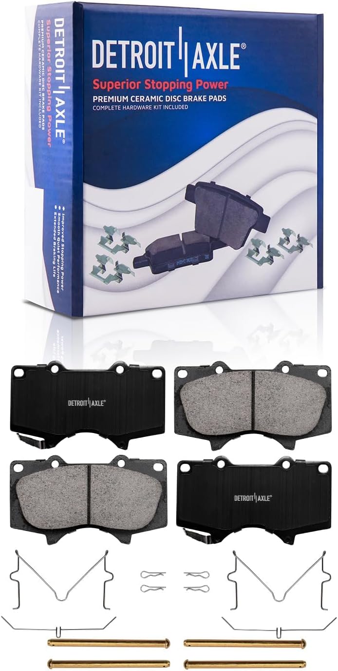 Detroit Axle - Brake Kit for 2003-2009 Toyota 4Runner, 2007-2009 FJ Cruiser Drilled & Slotted Brake Rotors and Ceramic Brakes Pads 2004 2005 2006 2008 Replacement