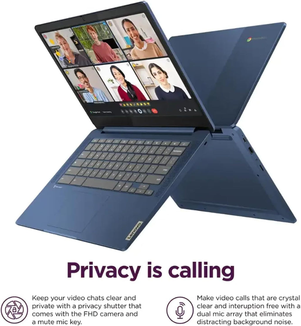 Lenovo IdeaPad Slim 3 Chromebook 14 | Student and Business | Full HD | Kompanio 520 CPU(8-core) | Long Battery Life (up to 13.5 Hours) | 64GB Micro SD Card | 4GB Memory | 64GB eMMC | Abyss Blue