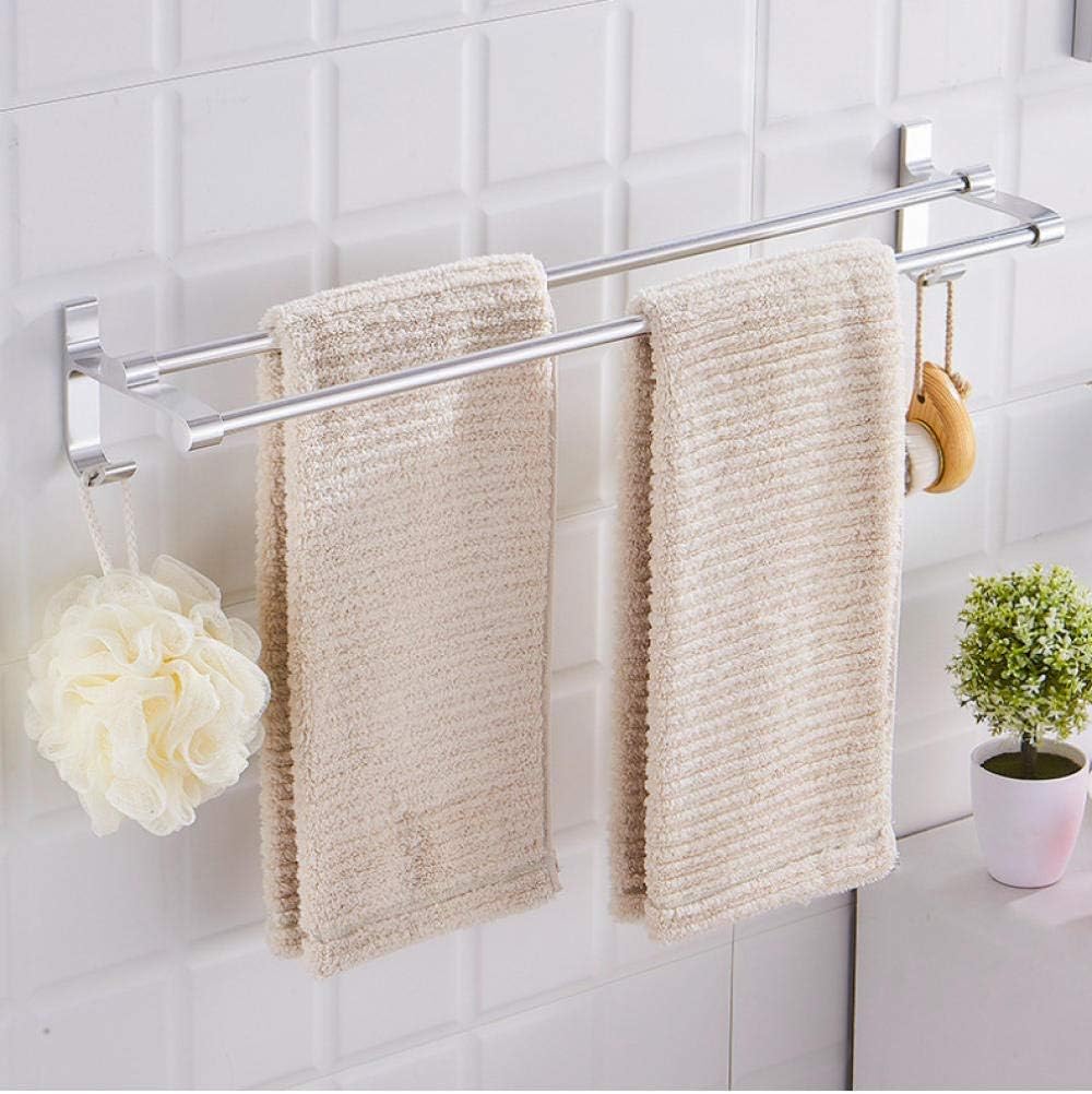 NERDOH Space Aluminum Belt Hook Gold White Black Double Pole Punch-Free Wall Hanging Towel Rack-C2 Wall Mounted Towel Bar Hanging for Kitchen Bathroom Cupboard