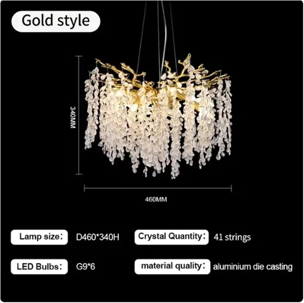 Designer Grape Crystal Splendid Silver Gold Hanging Lamp Luxury Villa Living Room Restaurant Lamp Branch Splendid LED,Dining Light Fixtures