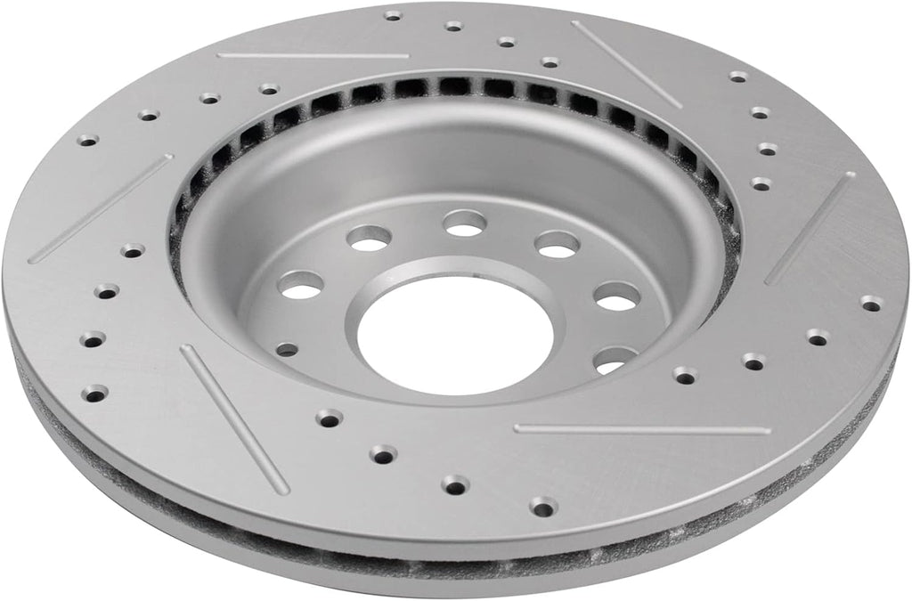 TRQ Performance Front Brake Pad and Rotor Set Ceramic Vented Coated Rotors Calipers Compatible with 2013 Volkswagen GTI 2011 Jetta