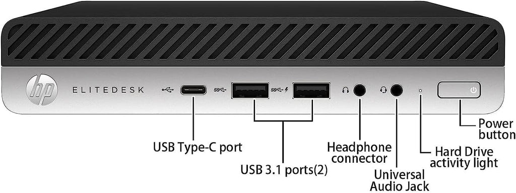 HP EliteDesk 800 G4 Mini Desktop with New 24' FHD Monitor and RGB Speakers PC Set, Core i5-8500T, 16GB RAM, 256GB SSD, Windows 11 Pro (Renewed)