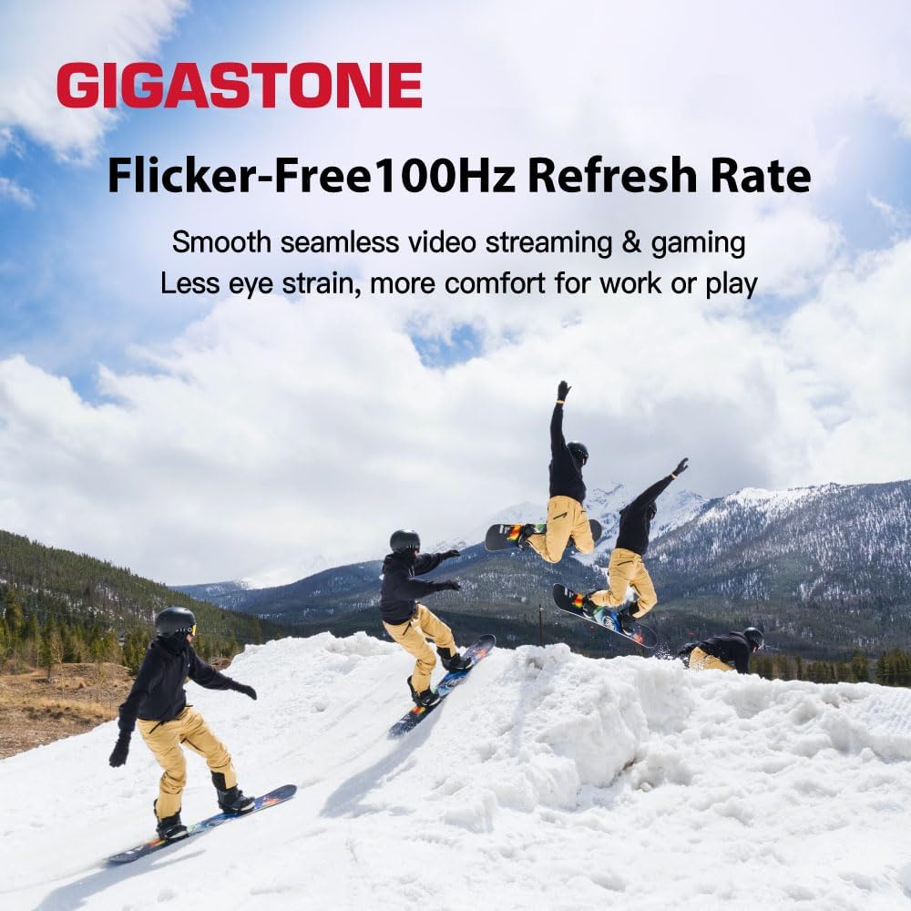Gigastone 24 inch IPS LED Back Light Monitor 100Hz FHD 1920 x 1080,178°WideView,Frameless, Dual Monitor, MPRT 1ms, Built-in Speakers, Eye Care Technology, Ergonomic Tilt VESA Mount, HDMI VGA