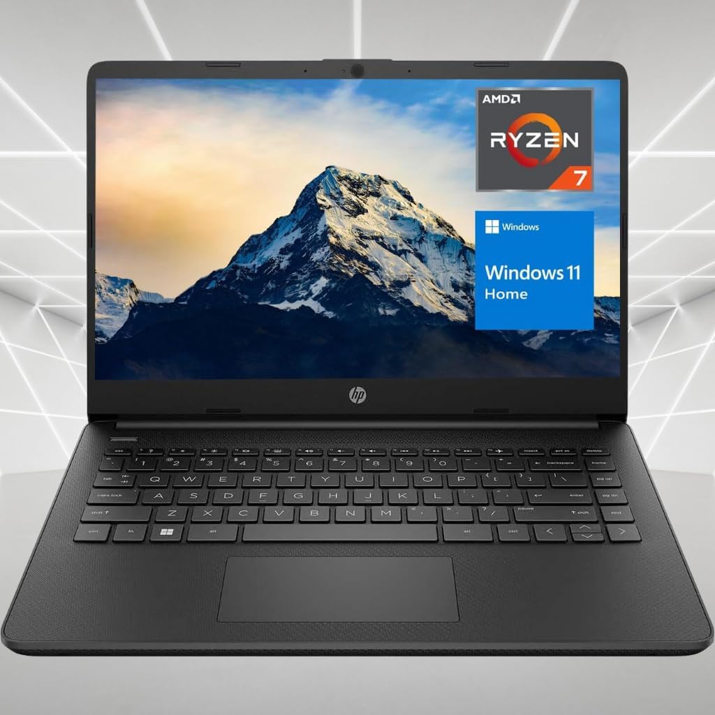 HP 14' High-Performance Laptop, HD Touchscreen, AMD Ryzen 7 5700U (Beats i7-1255U), 32GB RAM, 2TB SSD, Webcam, SD Card Reader, HDMI, Wi-Fi, Windows 11 Home, Black