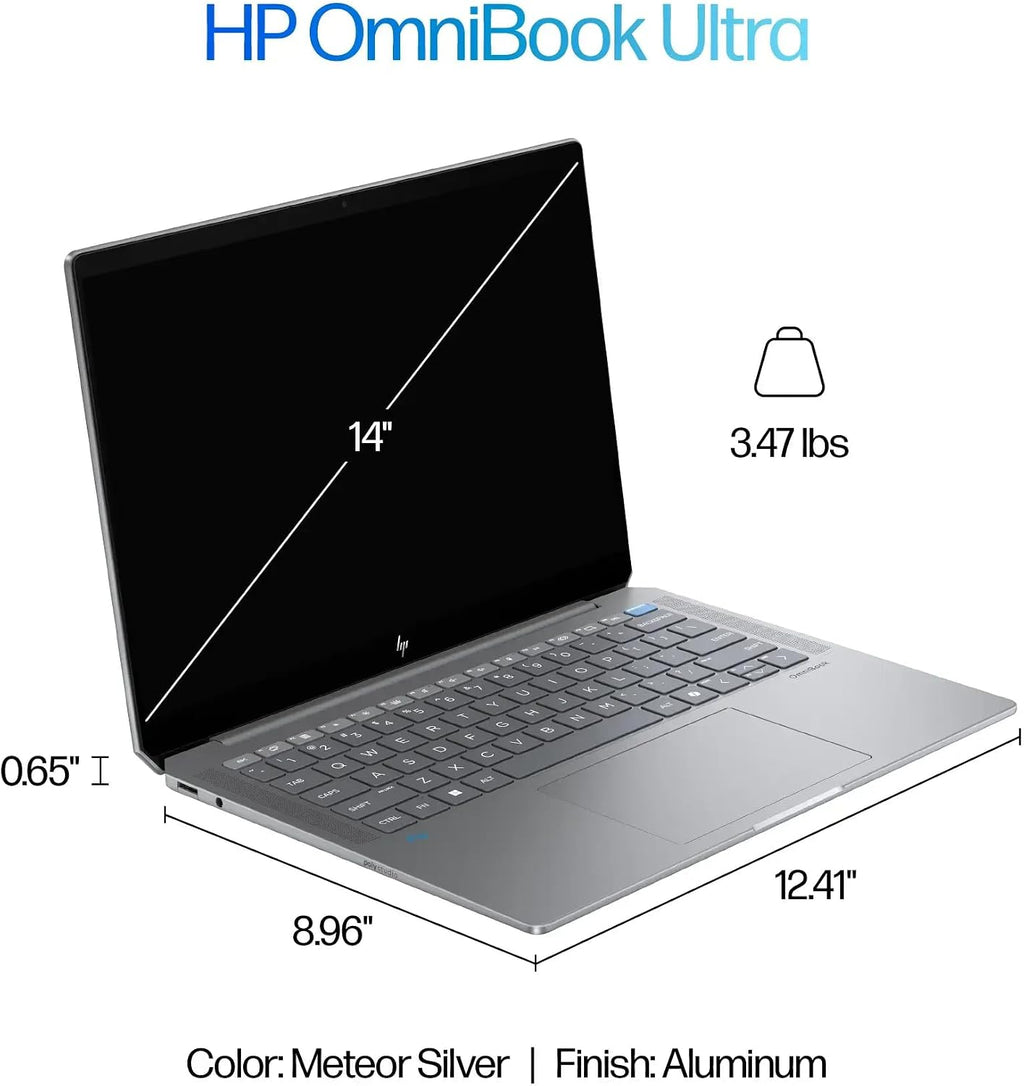 HP OmniBook Ultra 14 2024 Laptop 14' 2.2K IPS Touchscreen 12-Core AMD Ryzen AI 9 HX 375 APU 32GB LPDDR5 2TB SSD Radeon Graphics Wi-Fi Backlit Keyboard Fingerprint Copilot+ Win11 Home (Renewed)
