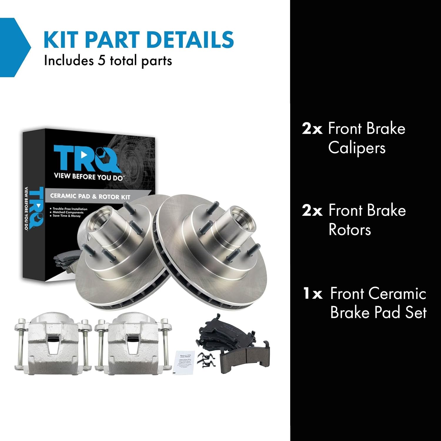 TRQ Front Brake Pad and Rotor Set Ceramic Calipers Compatible with 1982-1987 Buick Regal 1982-1995 Chevrolet S10 Camaro El Camino Malibu Monte Carlo LLV S10 Blazer GMC S15 Caballero Sonoma S15 Jimmy
