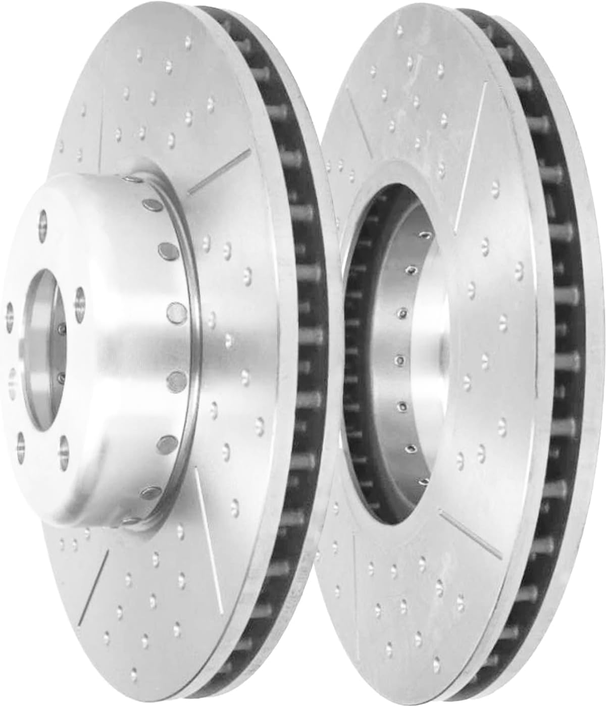 Detroit Axle - 6pc Front Brake Kit for Toyota GR Supra BMW 230i 330e 330i 430i xDrive Z4 X3 X4, Drilled and Slotted Disc Brake Rotors Ceramic Brakes Pads w/Hardware Replacement: 12.99' inch Rotors