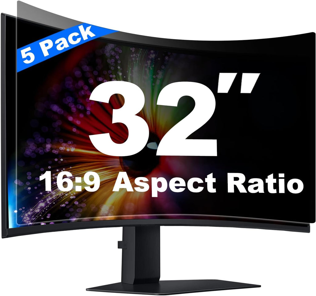 [5 Pack] 32 Inch Computer Privacy Screen for 16:9 Aspect Ratio Widescreen Monitor, Eye Protection Anti Glare Blue Light Filter Shield, Removable Anti-Scratch Anti Spy Protector