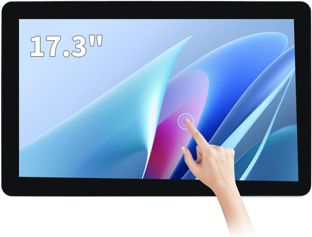 17.3 inch Capacitive Multi-Touch Screen Industrial Monitor, 16:9 Display 1920 x 1080P, Built-in Speakers, VGA & HD-MI Monitor for PC, POS, Small Business, Restaurant, Bar