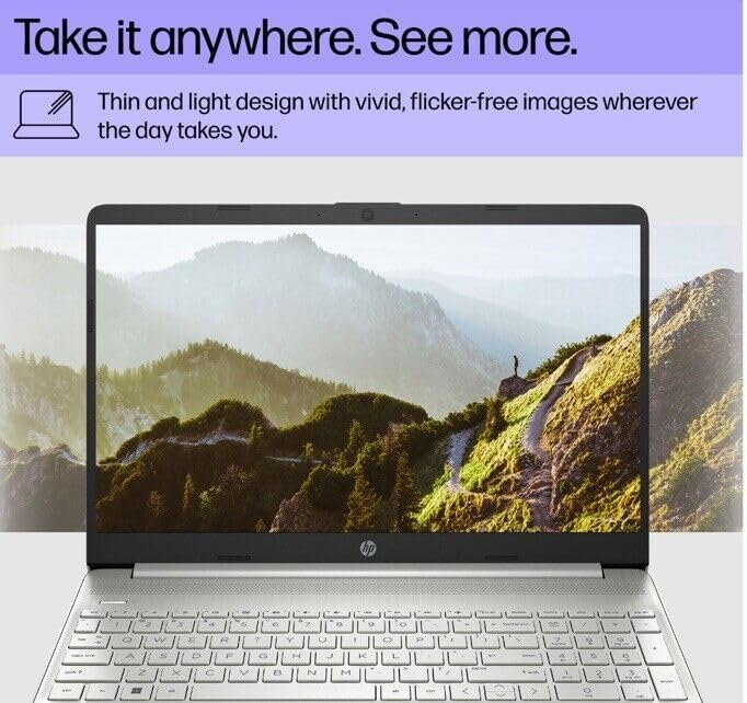 HP 15.6' FHD Laptop, Intel Core i3-1215U, 8GB RAM, 256GB SSD, Silver, Windows 11 Home, 15-dy5131wm (Renewed)