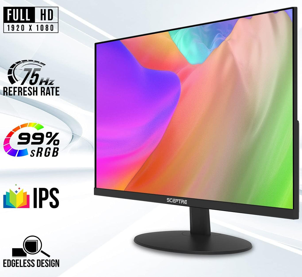 Sceptre IPS 24-Inch Business Computer Monitor 1080p 75Hz with HDMI VGA Build-in Speakers, Machine Black (E248W-FPT)