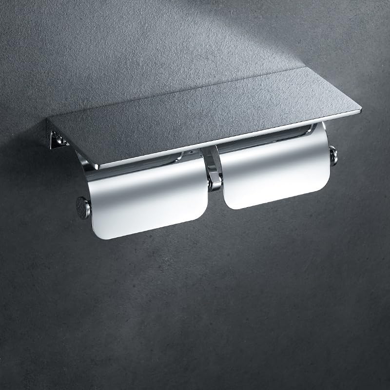 Paper Towel Hook Bathroom roll Paper Holder Paper Towel Hook Shelf Toilet Paper Towel Holder, Double with lid - Paper Towel Hook
