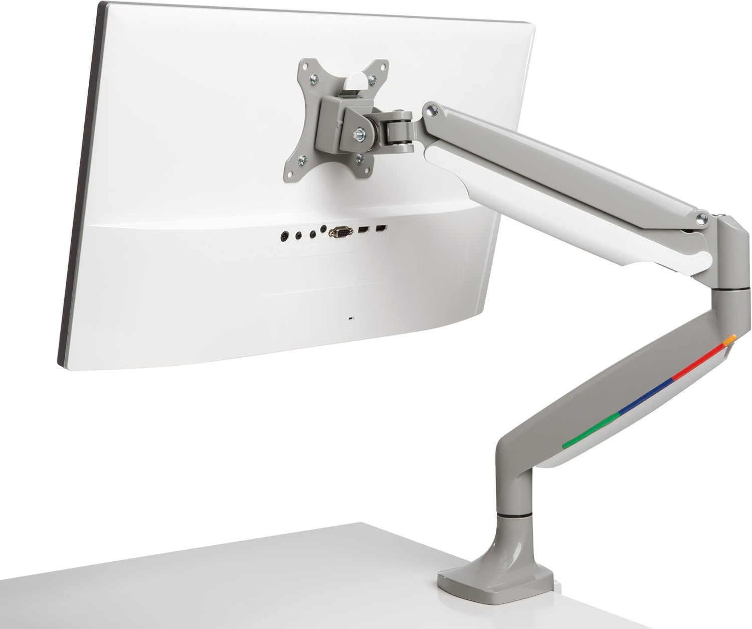 Kensington SmartFit One-Touch Monitor Arm – Height Adjustable Gas Spring for Single Monitor, 13″–32″, 360° Rotation, ±90° Tilt, Cable Management – White (K55470WW)
