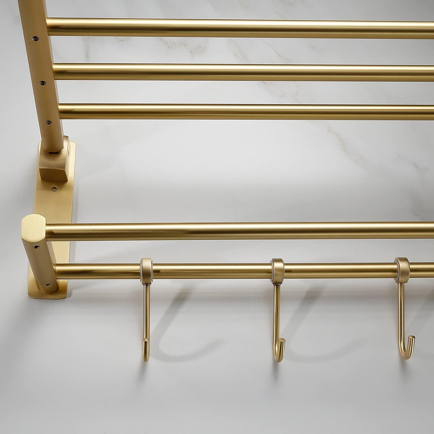 Bathroom Shelves All Copper Brushed Gold Towel Rack Bar Rail, Simple and Light Luxury Bath Towel Rack, Bathroom Bathroom Rack, Hardware Pendant Set (Color : Folding Bathrobe)