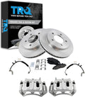 TRQ Front Brake Pad and Rotor Set Ceramic Rotors Calipers Hoses Compatible with 1999-2003 Ford F-150 2004 F-150 Heritage