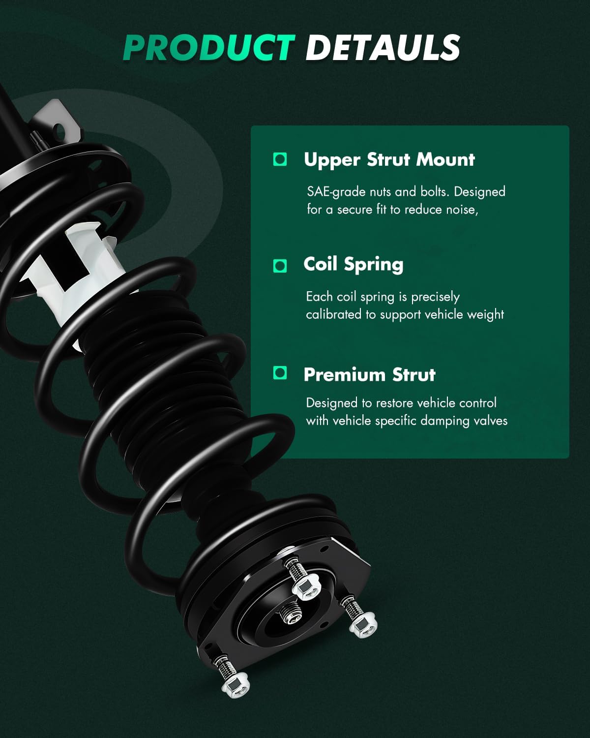 SCITOO - 2Pcs Front Complete Struts Spring Assembly + 2Pcs Rear Shock Absorbers Fits 2010-2013 for Ford Fiesta Full Set Front Rear Complete Struts with 172525 348018 5630 - Set of 4